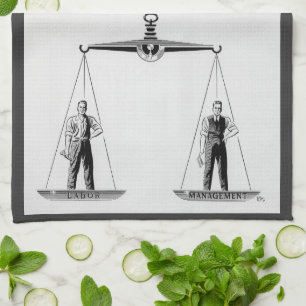 Vintage arbeid versus management, schalen van just theedoek