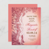 vintage arbre rose enregistrer les cartes de date (Devant / Derrière)