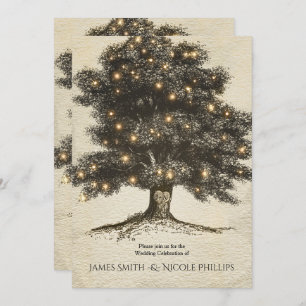 Vintage Arbre Rustique & Lumières Invitations de m