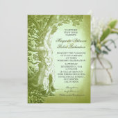 vintage arbre vert invitation de mariage rustique (Debout devant)