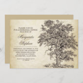 vintage arbre vieilli répétition dîner invitations (Devant / Derrière)