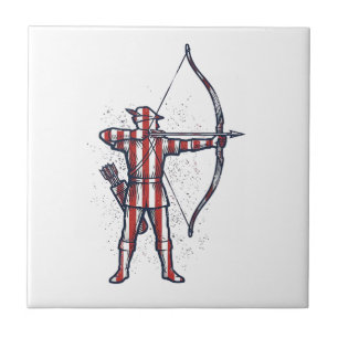 Vintage Archer Amerikaanse Vlag Boog Jacht Shirt_1 Tegeltje