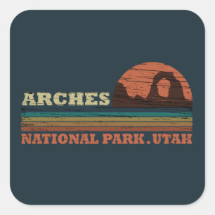 Vintage Arches National Park Moab Utah Vierkante Sticker