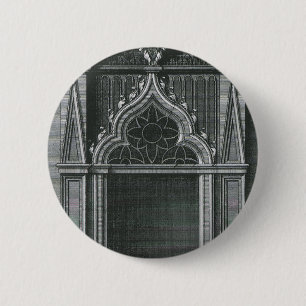 Vintage architecturaal element, gotische deuropeni ronde button 5,7 cm