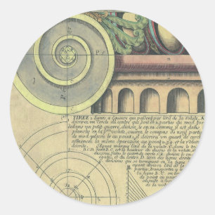 Vintage Architectuur; Hoofdvoluut door Vignola Ronde Sticker