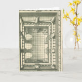 Vintage architectuur, perspectief op atrium binnen kaart (Gele Bloem)