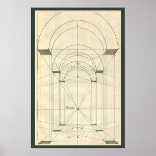 Vintage architectuur, Renaissancistische boogpersp Poster