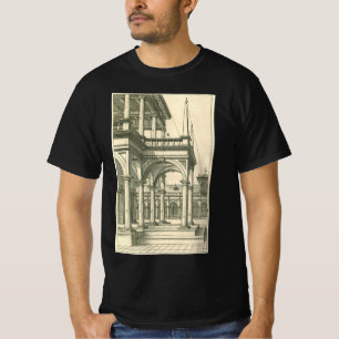 Vintage architectuur, Romeinse binnenplaats met zu T-shirt