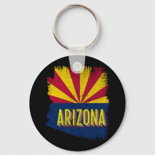 Vintage Arizona AZ State Flag Map Souvenir 70's Sleutelhanger