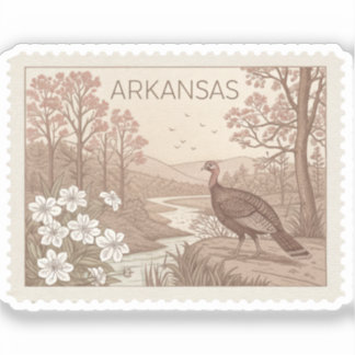 Vintage Arkansas Wilde Kalkoen Ozark Berg Stempel Sticker