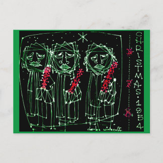 VINTAGE ART 1954 Christmas Postcard Briefkaart