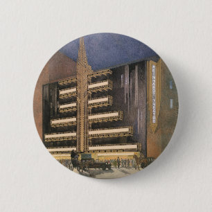 Vintage Art Deco-architectuur, gebouw in NYC Ronde Button 5,7 Cm