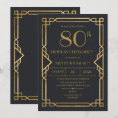 Vintage Art Deco Birthday party Kaart (Voorkant / Achterkant)