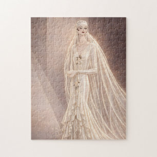 Vintage Art Deco Bruidsmode-illustratie Legpuzzel