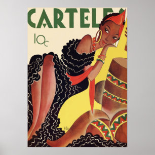 Vintage Art Deco Carteles Vrouw Poster – 1920s Jaz
