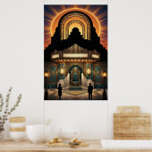 Vintage Art Deco Cinema Entrance Gold & Marble Poster (Keuken)