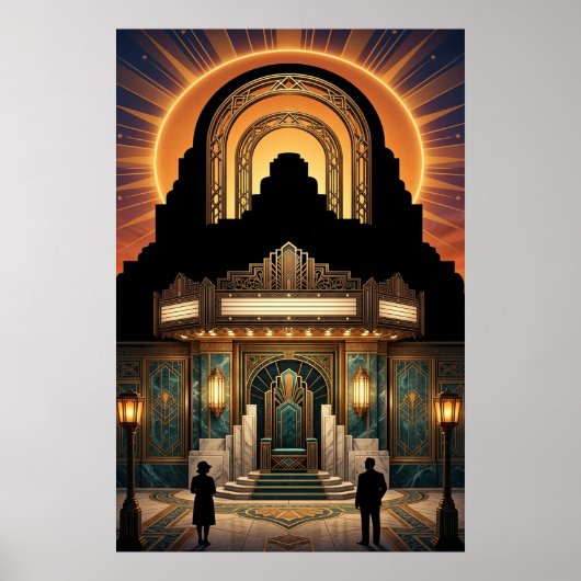 Vintage Art Deco Cinema Entrance Gold & Marble Poster (Voorkant)