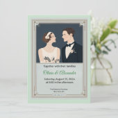 Vintage Art Deco Couple Wedding Invitation (Debout devant)