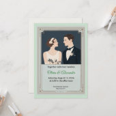 Vintage Art Deco Couple Wedding Invitation (Devant/Arrière en situation)