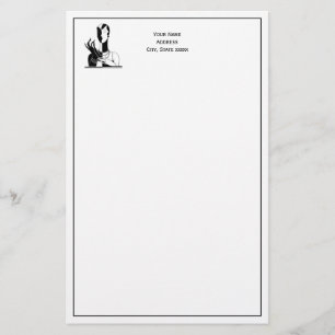 Vintage Art Deco Dame Met Parels Zwart Transp Briefpapier