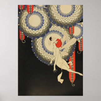 Vintage Art Deco - "De Kus van de Vuurvlieg" Poster