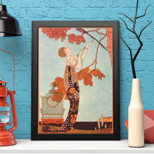 Vintage Art Deco, Flighty Bird by George Barbier Poster