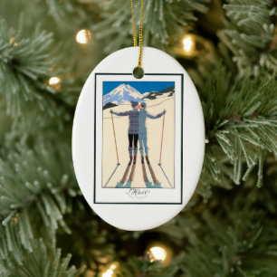 Vintage Art Deco, Geliefden in de Sneeuw door Geor Keramisch Ornament