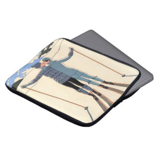Vintage Art Deco, Geliefden in Sneeuw door George Laptop Sleeve