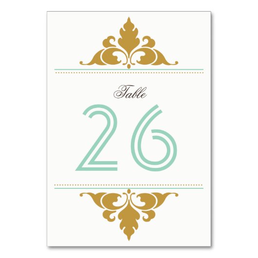 Vintage Art Déco Gold Mint Numéro de table (Par défaut)