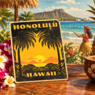 Vintage Art Deco Honolulu, Hawaï toerisme reis Briefkaart