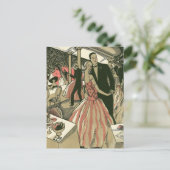 Vintage Art Deco-huwelijk, pasgehuwden eerste dans Aankondigingskaart (Staand voorkant)