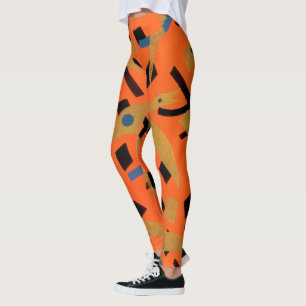 Vintage Art Deco Jazz Pochoir Gouden Vogels Dier Leggings