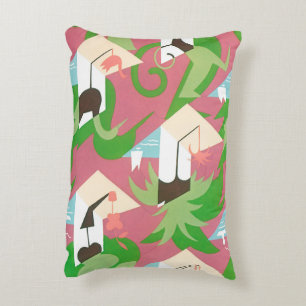 Vintage Art Deco Jazz Pochoir Palmbomen en Vogels Decoratief Kussen