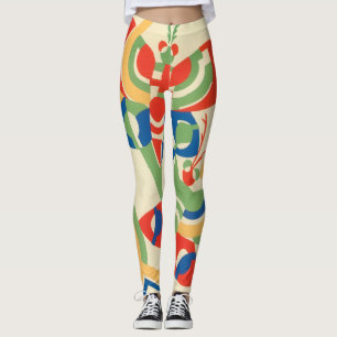 Vintage Art Deco Jazz Pochoir Tuin Vlinders Leggings