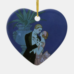 Vintage Art Deco Jonggehuwd, Oui door George Barbi Keramisch Ornament