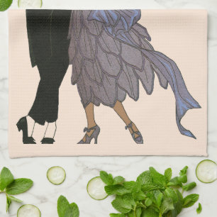 Vintage Art Deco Jonggehuwden, Bruid en Bruidegom  Theedoek