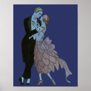 Vintage Art Deco Jonggehuwden, Liefde Huwelijksdan Poster