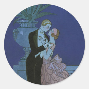 Vintage Art Deco Jonggehuwden, Oui door George Bar Ronde Sticker