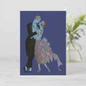 Vintage Art Deco Jonggehuwden, Uitnodiging Trouwda (Staand voorkant)