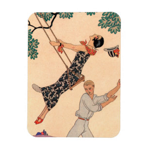 Vintage Art Deco Liefde, De Schommel door George B Magneet