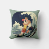 Vintage Art Deco Liefhebbers Kussen in de Golven b (Voorkant)