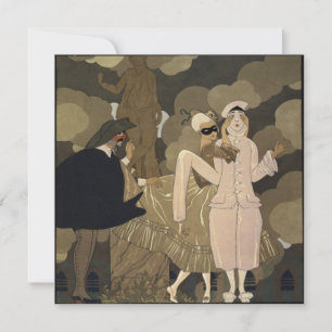 Vintage Art Deco Maskerade Kostuumfeest Kaart