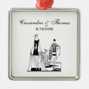 Vintage Art Deco mode dames op het strand Metalen Ornament