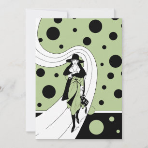 Vintage Art Deco Modeshow Bachelorette Feest Kaart