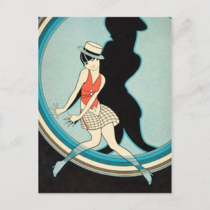 Vintage Art Deco - Para Todos - Flapper op het pod Briefkaart