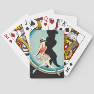 Vintage Art Deco - Para Todos - Flapper op het pod Pokerkaarten
