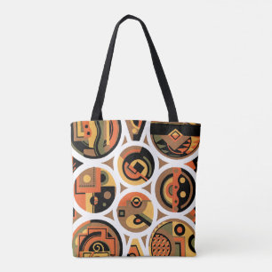 Vintage Art Deco Pochoir Jazz Geometrische Cirkels Draagtas