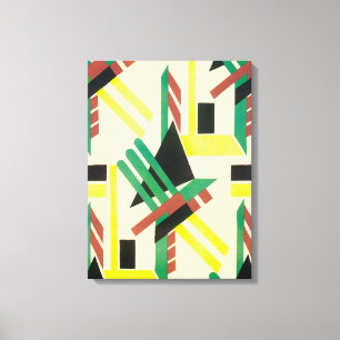 Vintage Art Deco Pochoir Jazz Geometrische Vormen Canvas Afdruk