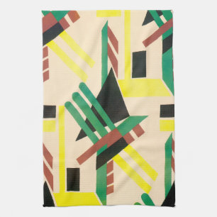 Vintage Art Deco Pochoir Jazz Geometrische Vormen Theedoek