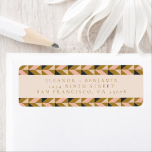 Vintage Art Deco Roze Goud Zwarte Retouradres  Etiket